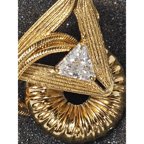 Vintage Art Deco Interlocked Triangle Circles Pin 8mm CZ Gold Fill Art Deco - Picture 6 of 6